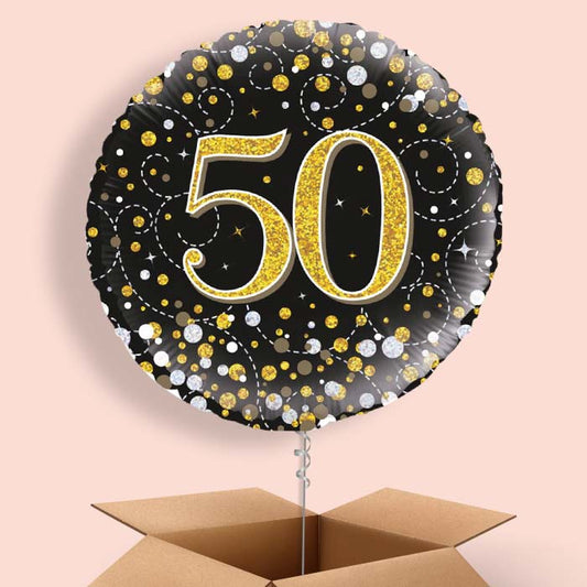 50th Birthday Balloon Delivery - Black and Gold