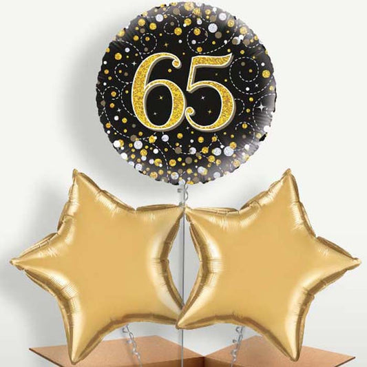 Black Gold 65th Birthday Bunch of Balloons | Small Indoor Plants