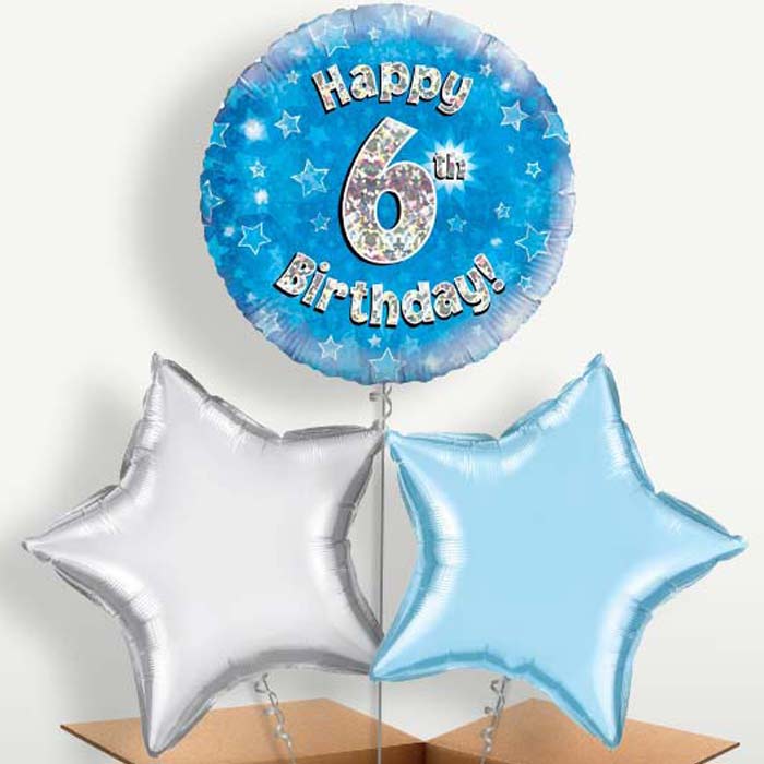 Happy 6th Birthday Blue Stars Balloons in a Bunch | Small Indoor Plants