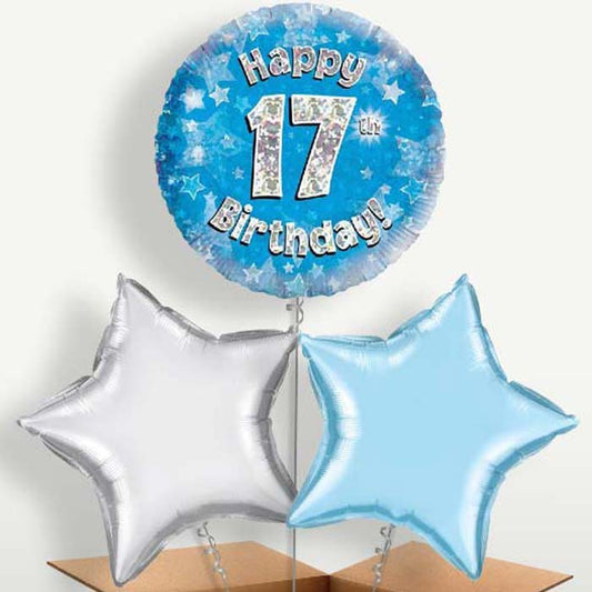 Happy 11th Birthday Blue Stars Trio Balloon Bunch | Small Indoor Plants