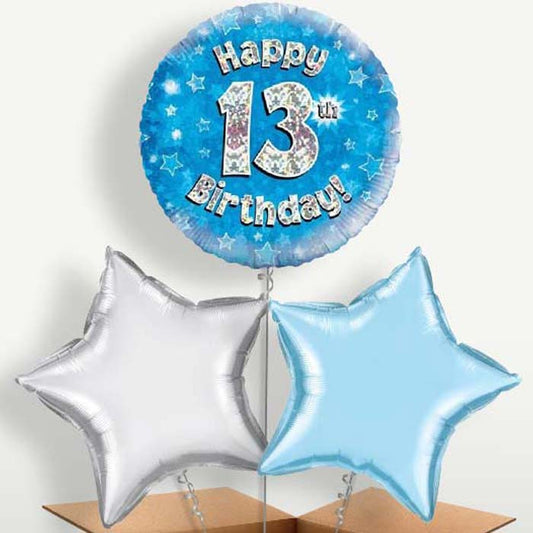 Blue Stars 13th Birthday Bunch of Balloons | Small Indoor Plants