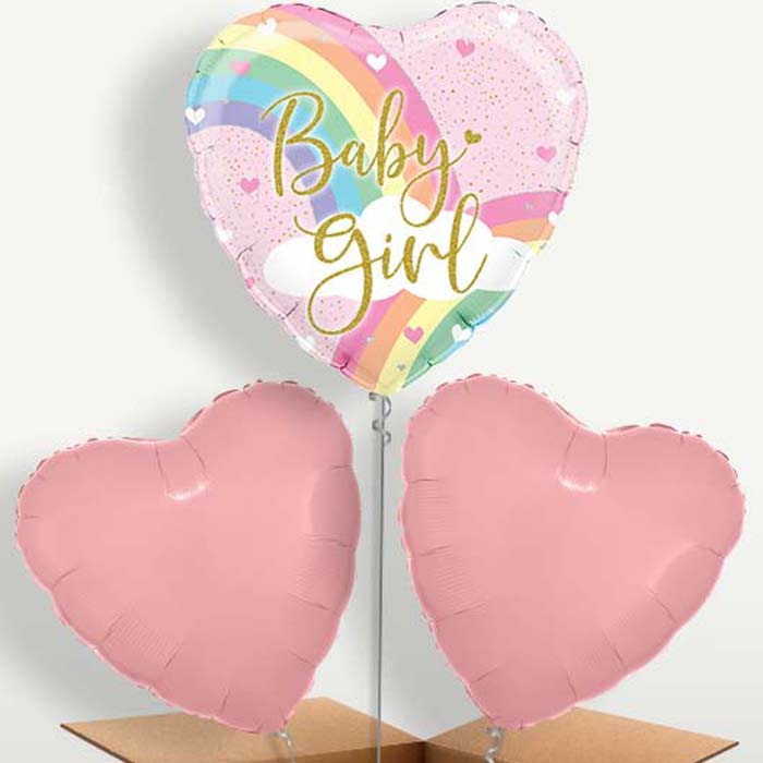 Pastel Rainbow Baby Girl Balloon Bunch | Small Indoor Plants