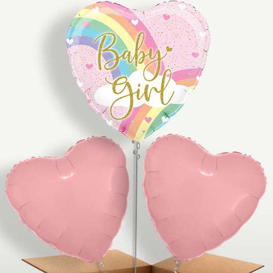 Pastel Rainbow Baby Girl Balloon Bunch | Small Indoor Plants