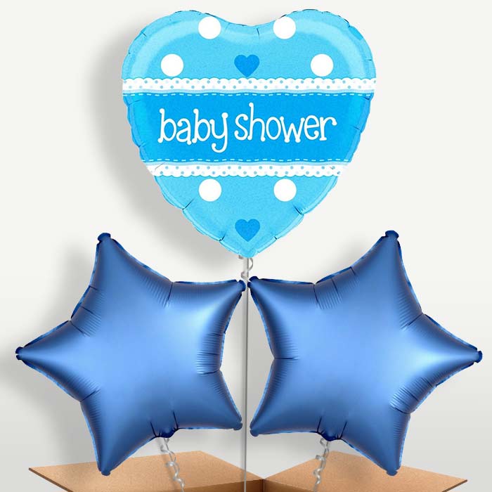 Blue Heart Baby Shower Bunch of Balloons inflated with Helium | Small Indoor Plants