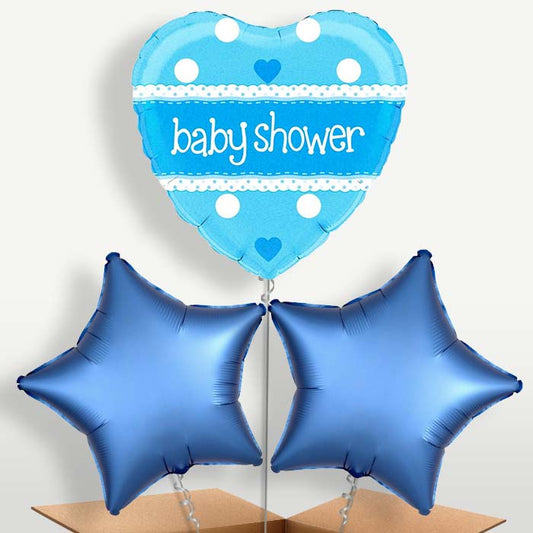 Blue Heart Baby Shower Bunch of Balloons inflated with Helium | Small Indoor Plants