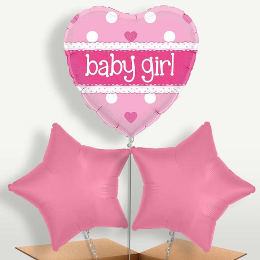 Pink Polka Baby Shower Bunch of Balloons inflated with Helium | Small Indoor Plants