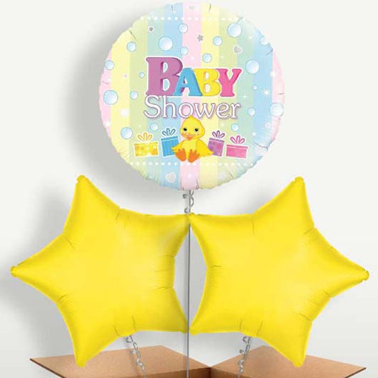 Duck Baby Shower Trio Balloon Bunch inflated with Helium | Small Indoor Plants