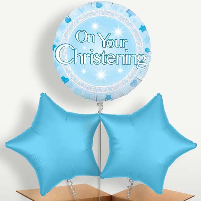 On Your Christening Blue Balloon Bunch | Small Indoor Plants