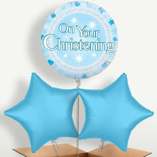 On Your Christening Blue Balloon Bunch | Small Indoor Plants