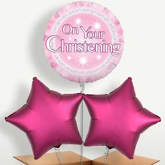 On Your Christening Pink Balloon Bunch | Small Indoor Plants