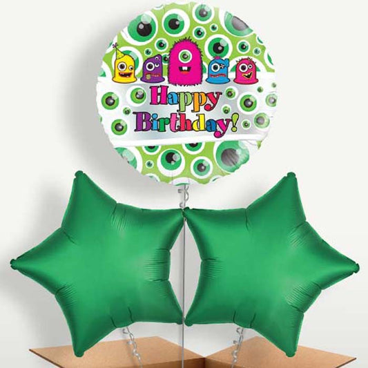 Monsters Happy Birthday Balloon Bunches inflated with Helium | Small Indoor Plants