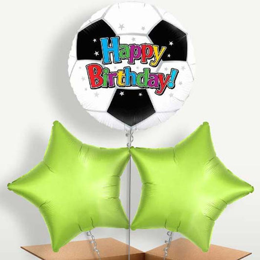 Football Birthday Trio Balloon Bunch inflated with Helium | Small Indoor Plants