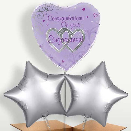 Engagement Purple Trio Balloon Bunch inflated with Helium | Small Indoor Plants