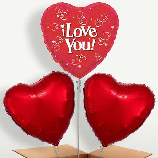 I Love You Red Heart Balloon Bunches inflated with Helium | Small Indoor Plants