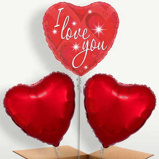I Love You Sparkle Balloon Bunches inflated with Helium | Small Indoor Plants