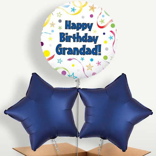 Happy Birthday Grandad Stars Balloons in a Bunch | Small Indoor Plants