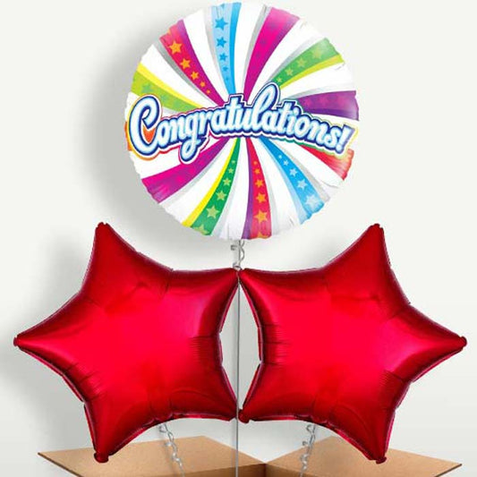 Congratulation Swirls Bunch of Balloons inflated with Helium | Small Indoor Plants
