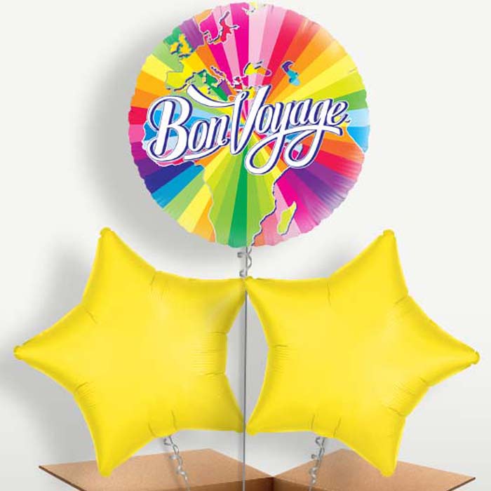 Rainbow Bon Voyage Trio Balloon Bunch inflated with Helium | Small Indoor Plants