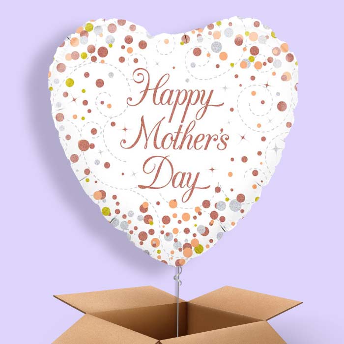 Mother’s Day Rose Gold Confetti Helium Balloon in a Box