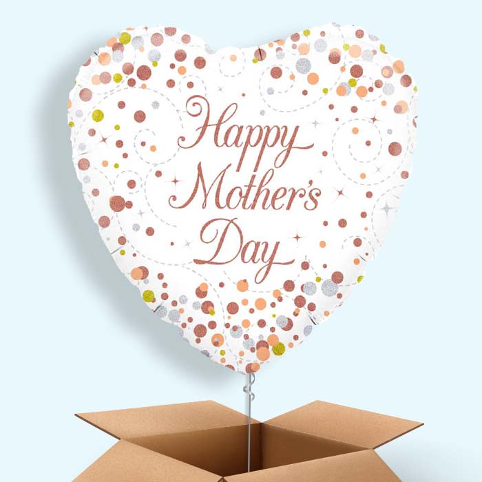 Mother’s Day Rose Gold Confetti Helium Balloon in a Box