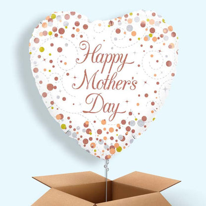 Mother’s Day Rose Gold Confetti Helium Balloon in a Box