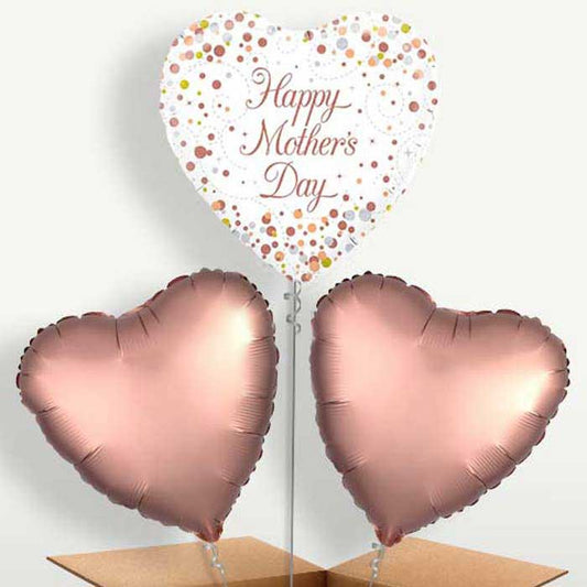 Mother’s Day Confetti Rose Gold Balloon Bunches | Small Indoor Plants