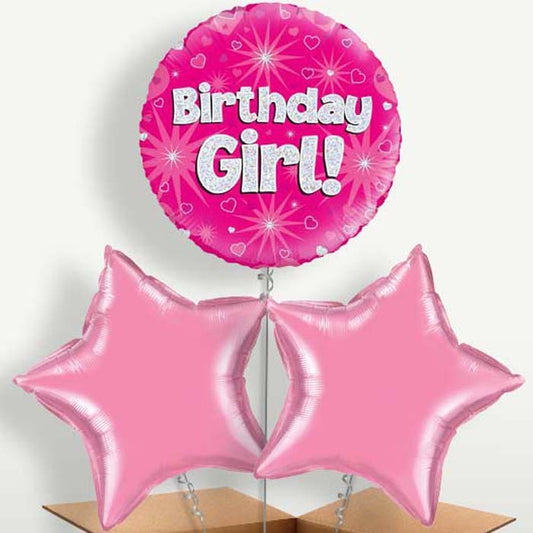 Birthday Girl Pink Hearts Bunch of Balloons | Small Indoor Plants