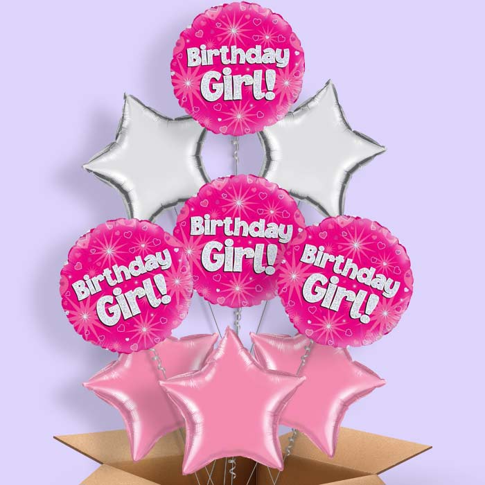 Birthday Girl Pink Hearts Balloon in a Box