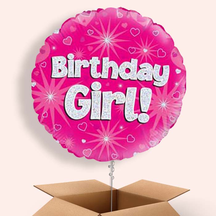 Birthday Girl Pink Hearts Balloon in a Box