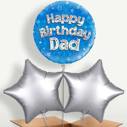 Happy Birthday Dad Blue Balloons in a Bunch | Small Indoor Plants