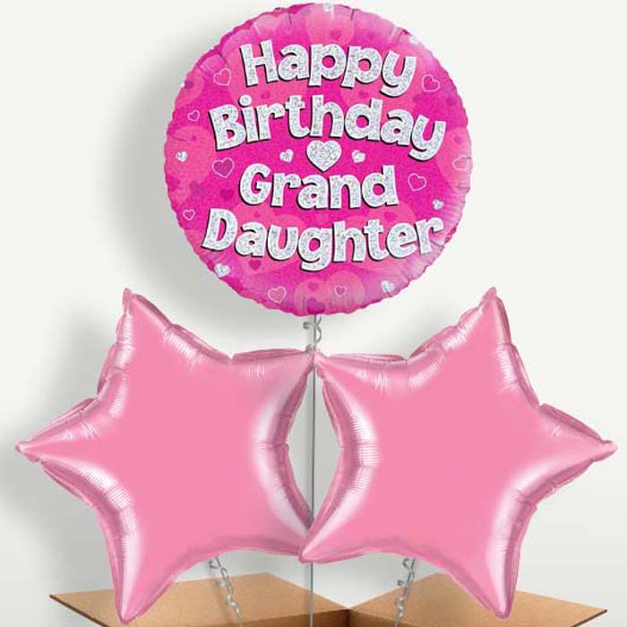 Grandaughter Happy Birthday Trio Balloon Bunch | Small Indoor Plants