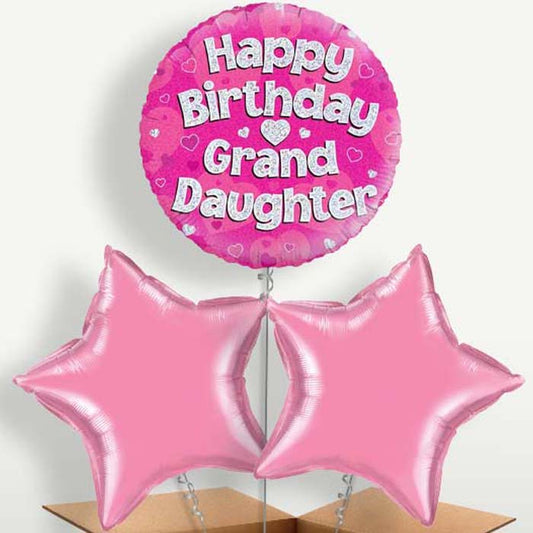 Grandaughter Happy Birthday Trio Balloon Bunch | Small Indoor Plants