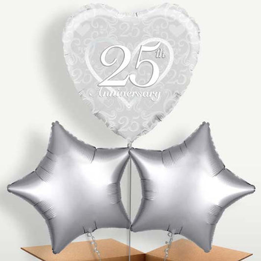 Heart 25th Wedding Anniversary Balloons in a Bunch | Small Indoor Plants