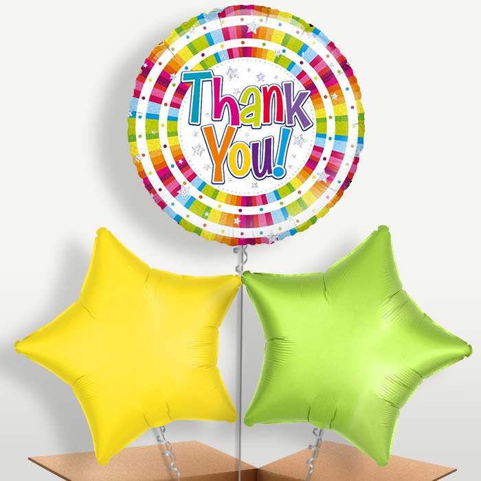 Thank You Stripes Bunch of Balloons inflated with Helium | Small Indoor Plants