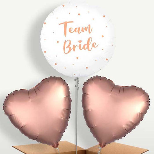 Team Bride Rose Gold Dots Helium Bunch of Balloons | Small Indoor Plants