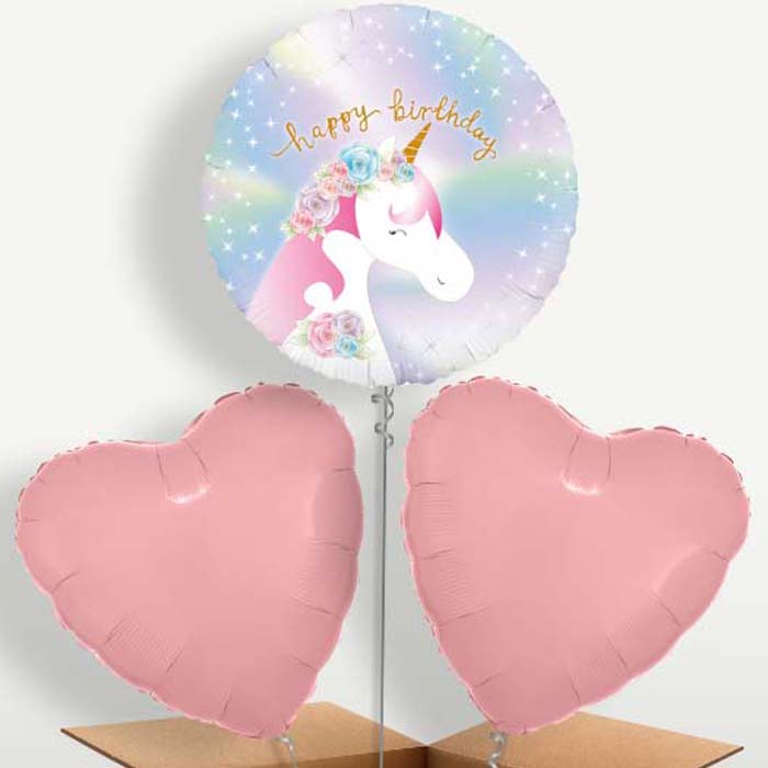 Ombre Unicorn Happy Birthday Balloon Bunch | Small Indoor Plants