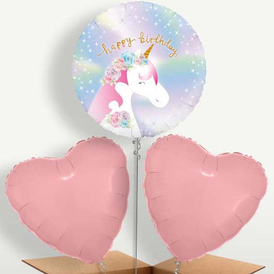 Ombre Unicorn Happy Birthday Balloon Bunch | Small Indoor Plants