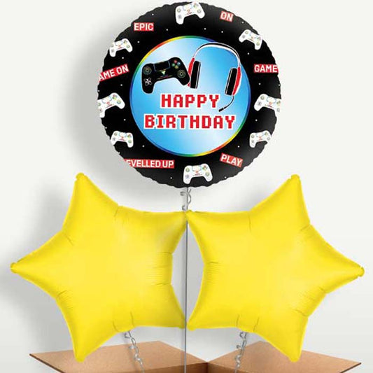 Epic Gamer Happy Birthday Trio Balloon Bunch | Small Indoor Plants