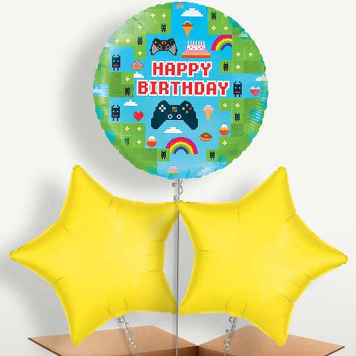 Gaming Birthday Game Blox Trio Balloon Bunch | Small Indoor Plants