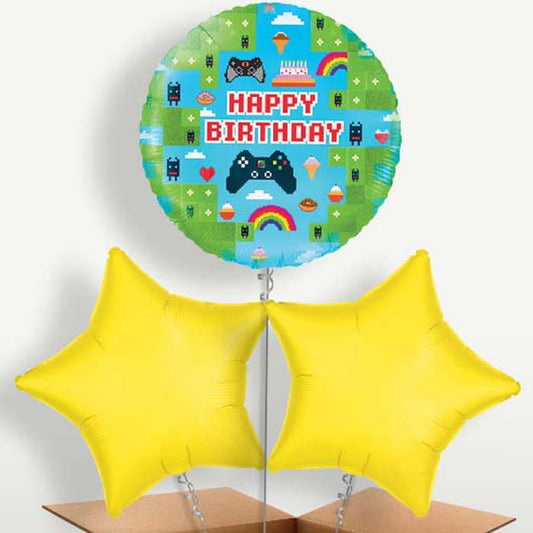 Gaming Birthday Game Blox Trio Balloon Bunch | Small Indoor Plants