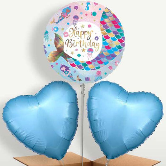 Happy Birthday Mermaid Tail Balloons in a Bunch | Small Indoor Plants