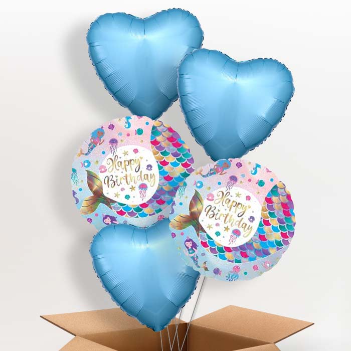 Happy Birthday Mermaid Tail Balloons in a Box