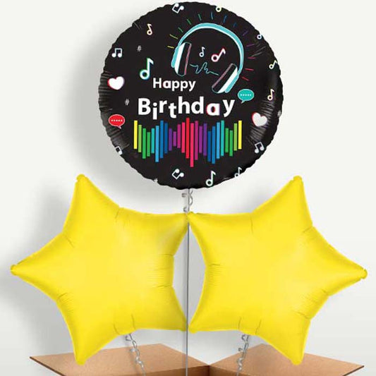 Music Birthdays with Balloon Bunches inflated with Helium | Small Indoor Plants