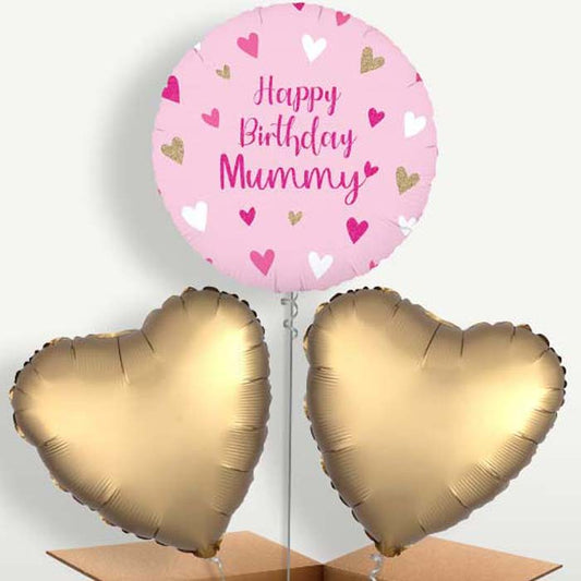 Happy Birthday Mummy Hearts Balloons in a Bunch | Small Indoor Plants