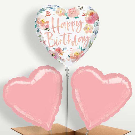 Roses Happy Birthday Trio Balloon Bunch | Small Indoor Plants