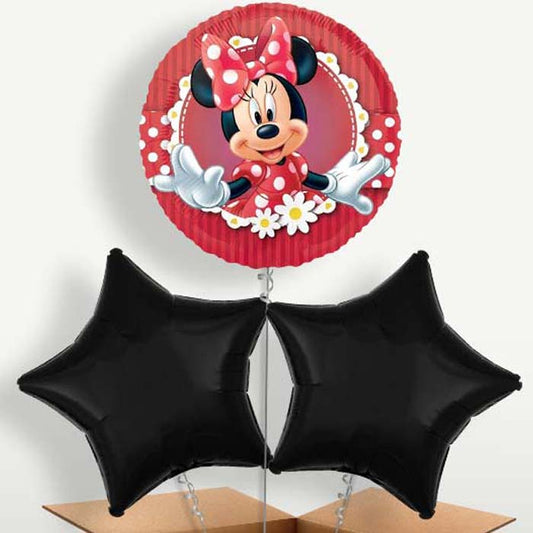 Red Minnie Mouse Trio Balloon Bunch inflated with Helium | Small Indoor Plants