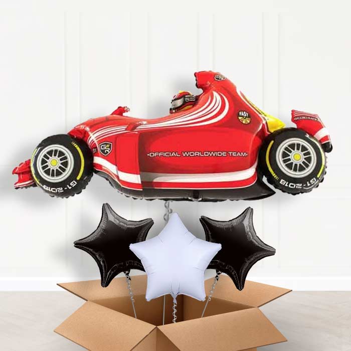 Happy Birthday Race Car Balloon in a Box - With 3 Plain Balloons | Small Indoor Plants