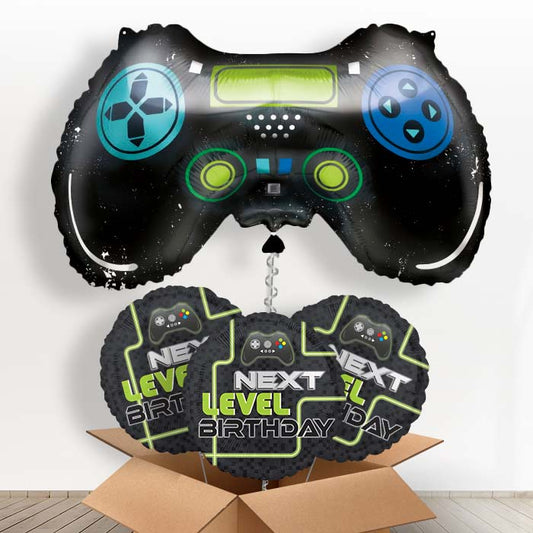Giant Game Controller Foil Balloon in a Box - With 3 Themed Balloons | Small Indoor Plants