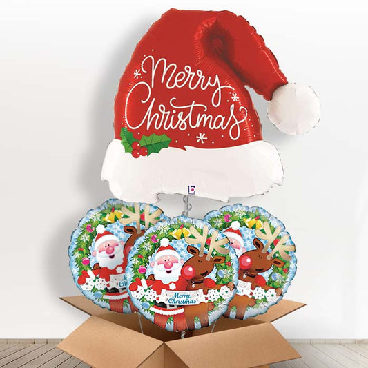 Santa Hat Merry Christmas Balloon in a Box