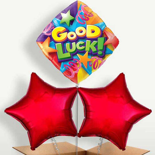 Good Luck Diamond Trio Balloon Bunch inflated with Helium | Small Indoor Plants